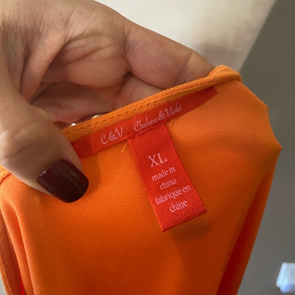 Chelsea & Violet Orange Wrap Button Dress - Picture 4 of 5
